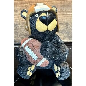 Vintage Sealmark Resin Black Bear Football Player Coin Bank with Stopper 8.5" T
